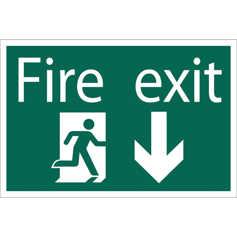 Draper Fire Exit Arrow Down' Safety Sign 72446 Draper - Dynamic Drive