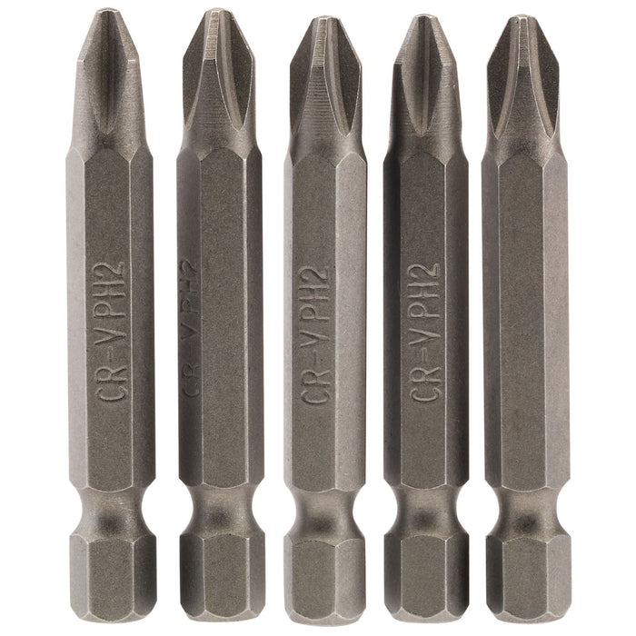 Draper Cross Slot Insert Bit, 1/4" Hex, 50mm Long, No.2 (Pack of 5) 64288 Draper - Dynamic Drive
