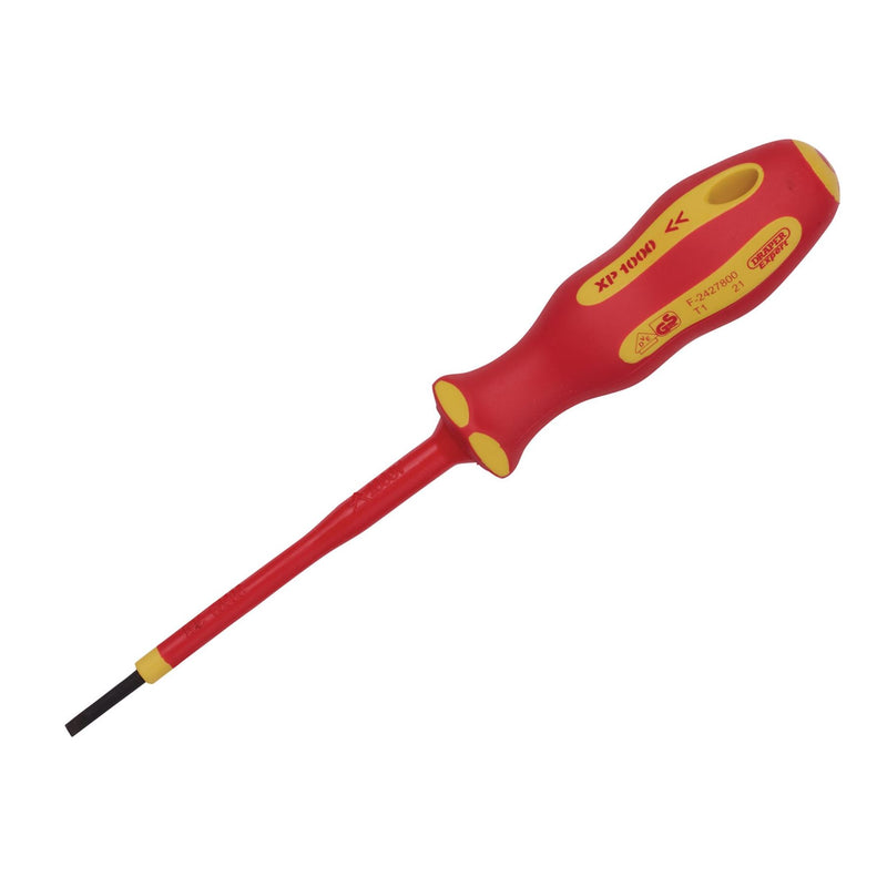 Draper XP1000 VDE Plain Slot Screwdriver, 2.5 x 75mm 64367 Draper - Dynamic Drive