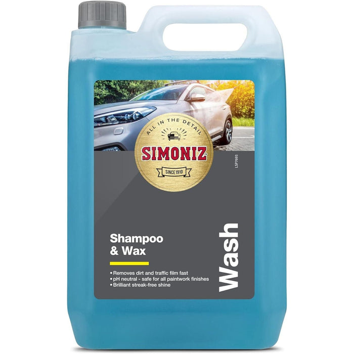 Simoniz Car Shampoo & Wax Removes Dirt Streak-Free Cleaner 5L pH Neutral Town Tools - Dynamic Drive