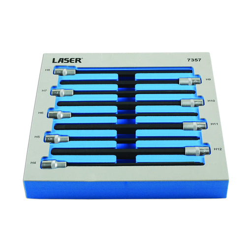 Laser Extra Long Hex Socket Bit Set 3/8"D 9pc 7357 Laser - Dynamic Drive