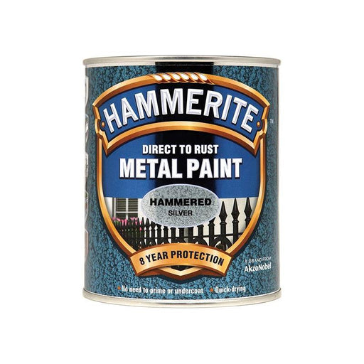 Hammerite Direct to Rust Hammered Finish Metal Paint Silver 750ml Hammerite - Dynamic Drive