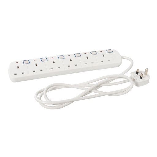 Powermaster Switched Extension Lead with Neon Indicator 230V 6-Gang 2m PowerMaster - Dynamic Drive