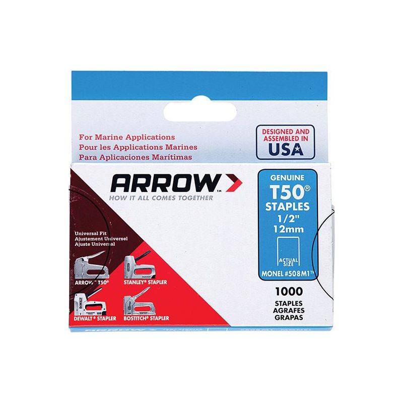 Arrow T50M 508m Monel Staples 12mm (1/2in) (Box 1000) Arrow - Dynamic Drive