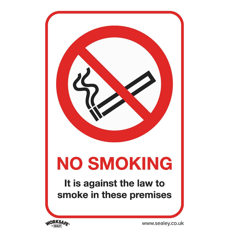 Sealey Prohibition Safety Sign No Smoking (On Premises) Rigid Plastic Pack of 10 Sealey - Dynamic Drive
