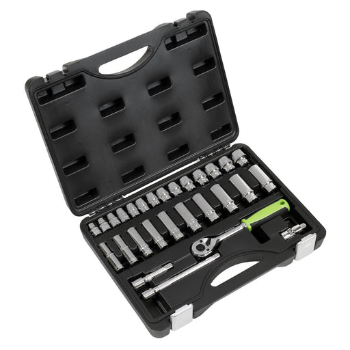 Sealey Socket Set 28pc 3/8"Sq Drive 6pt WallDrive Metric S01236 Sealey - Dynamic Drive