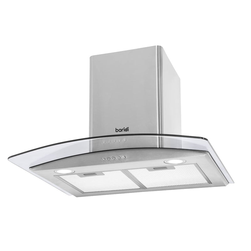 Baridi Curved Glass Cooker Hood Carbon Filters & LED Lights 60cm Stainless Steel Baridi - Dynamic Drive