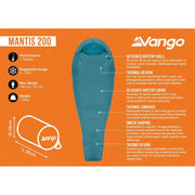 Vango Mantis 200 Sleeping Bag Deep Lagoon Vango - Dynamic Drive
