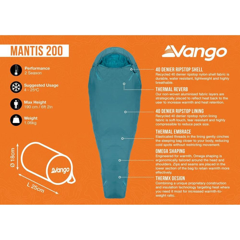 Vango Mantis 200 Sleeping Bag Deep Lagoon Vango - Dynamic Drive