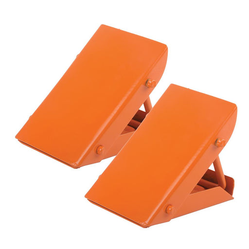 Silverline Folding Steel Wheel Chocks Pair Silverline - Dynamic Drive