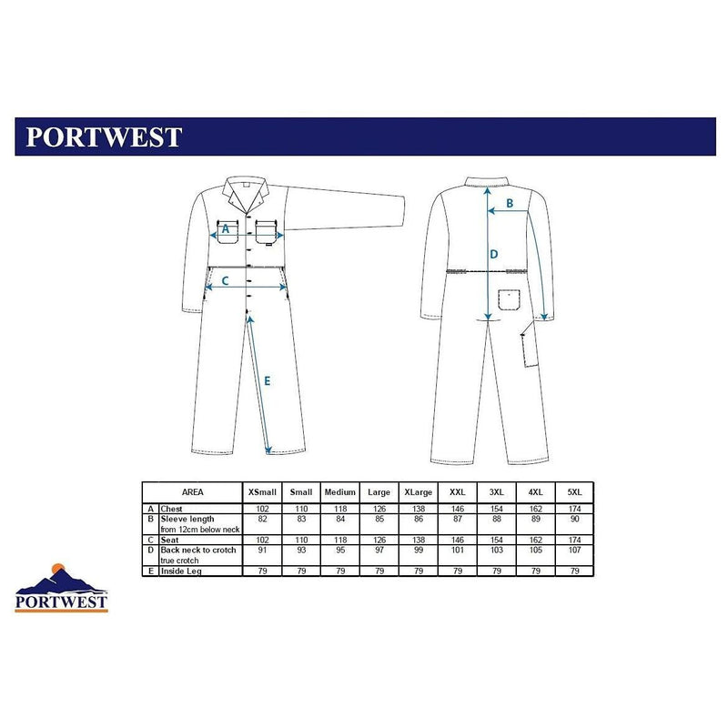Portwest Euro Work Coverall - Navy - Small Portwest - Dynamic Drive