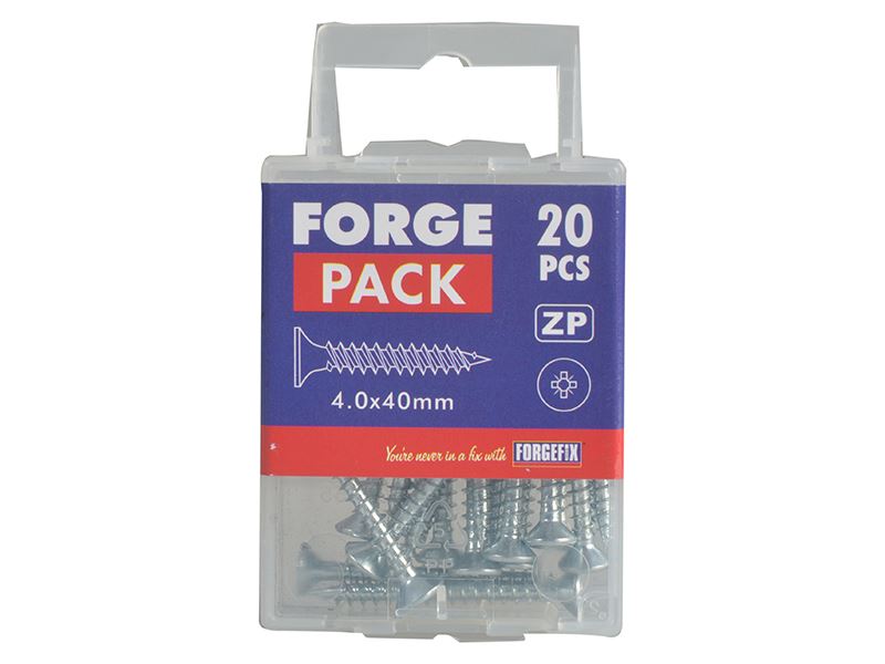 Forgefix Multi-Purpose Pozi Compatible Screw CSK ST ZP 4.0 x 40mm Forge Pack 20 ForgeFix - Dynamic Drive