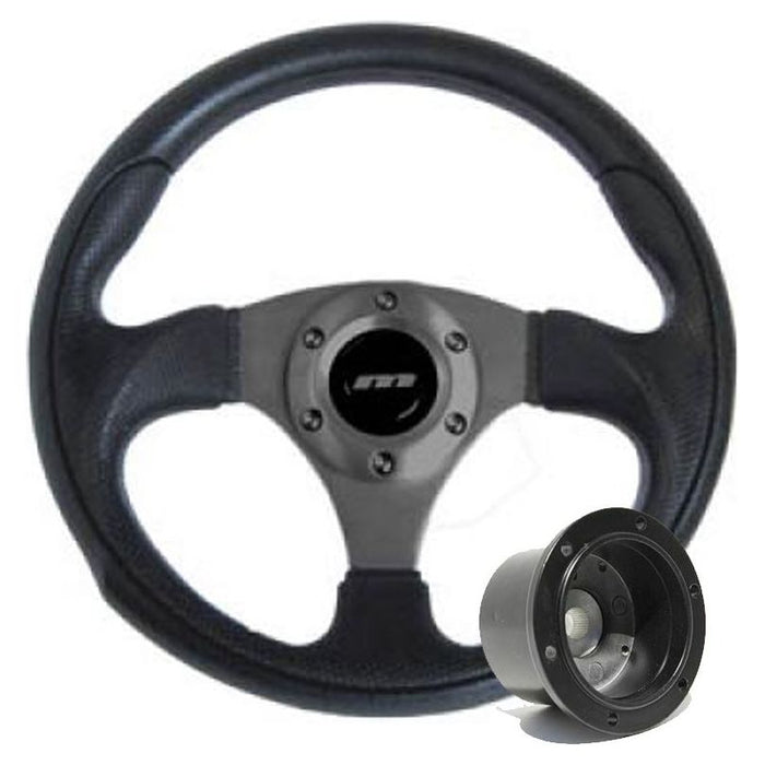 320mm Black Moulded Steering Wheel + Boss fits Vauxhall Corsa 85>94 Mountney Classic - Dynamic Drive