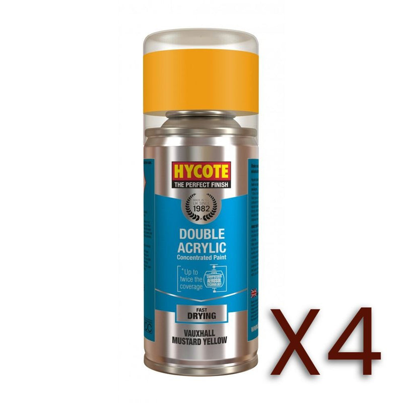 4x Hycote Aerosol Paint for Vauxhall Mustard Yellow 150ml Hycote - Dynamic Drive
