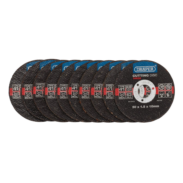 Draper Metal Cutting Discs, 50 x 1.5 x 10mm (Pack of 10) 94658 Draper - Dynamic Drive