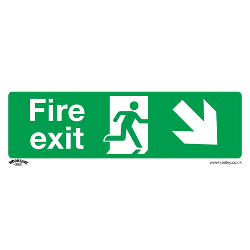 Sealey Safe Conditions Safety Sign Fire Exit (Down Right) Self-Adhesive Vinyl Sealey - Dynamic Drive