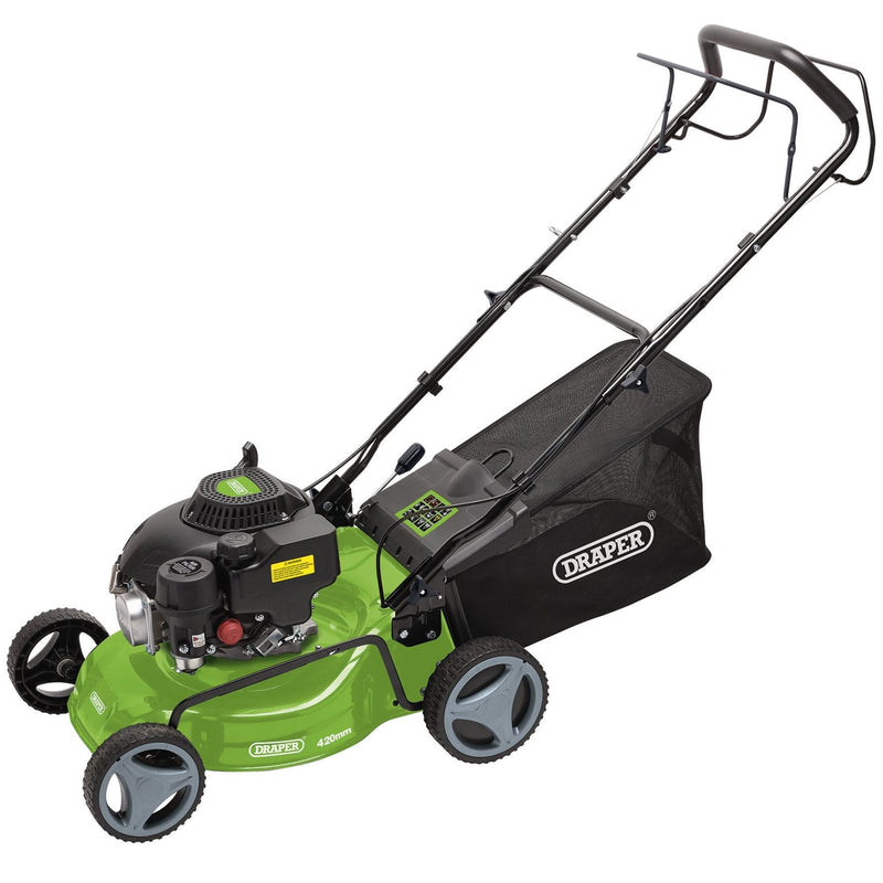 Draper Steel Deck Petrol Lawn Mower, 420mm, 132cc/3.3HP 08671 Draper - Dynamic Drive