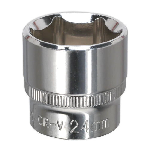 Sealey WallDrive Socket 24mm 3/8"Sq Drive Fully Polished SP3824 Sealey - Dynamic Drive