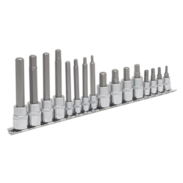 HEX SOCKET BIT SET 16PC 1/4inch & 3/8inchSQ DRIVE Sealey - Dynamic Drive