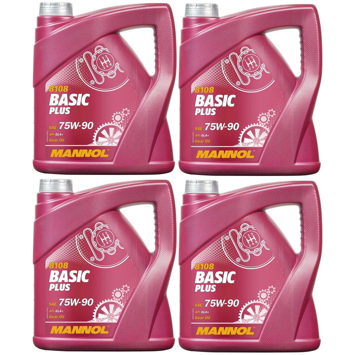 4x Mannol Basic Plus 75W90 GL 4+ FULLY SYNTHETIC GEAR OIL 4 Litre API GL 4+ Mannol - Dynamic Drive