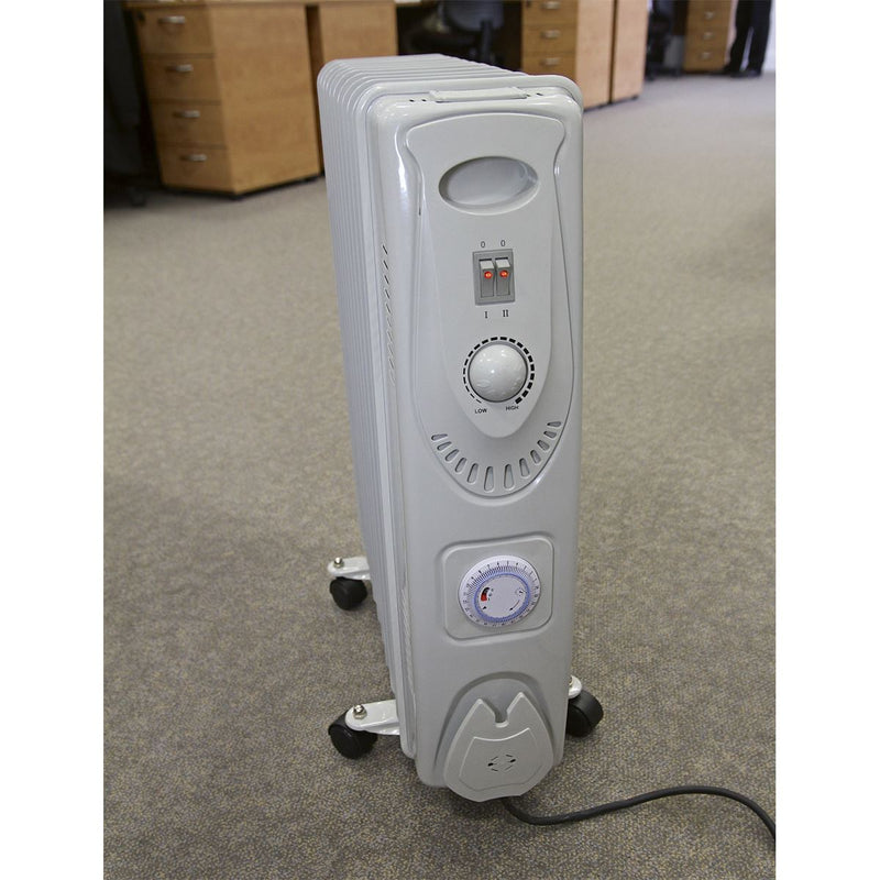 Sealey Oil Filled Radiator 2500W/230V 11-Element with Timer RD2500T Sealey - Dynamic Drive