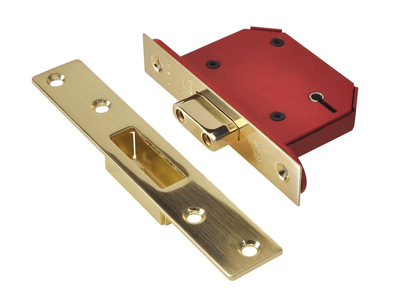 Union StrongBOLT 2105S Polished Brass 5 Lever Mortice Deadlock Visi 68mm 2.5in UNION - Dynamic Drive