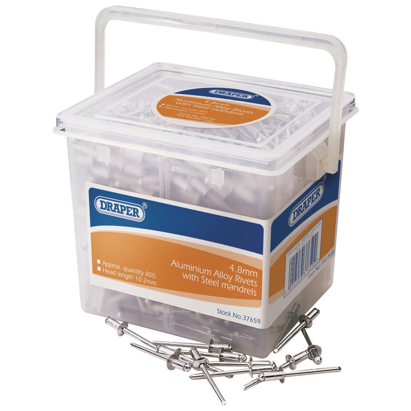 Draper Blind Rivets, 4.8 x 10.2mm (Tub of 800) 37659 Draper - Dynamic Drive