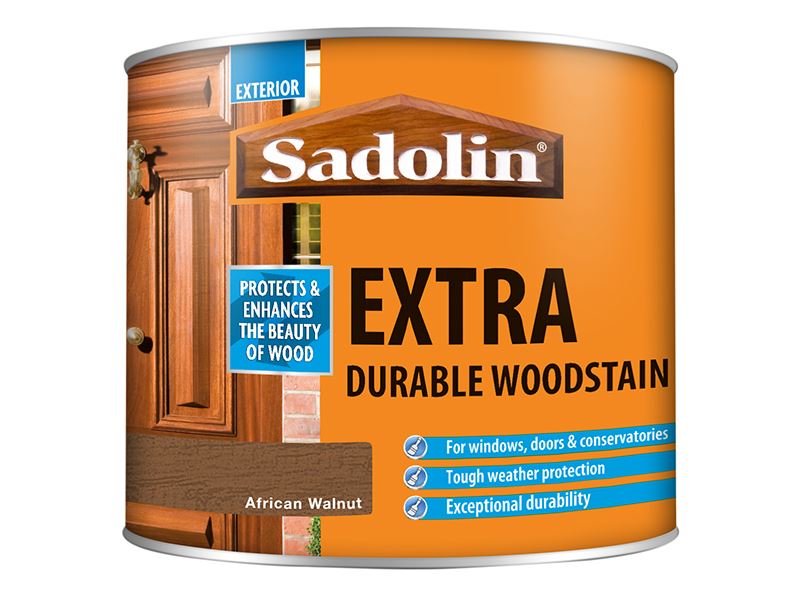 Sadolin Extra Durable Woodstain African Walnut 500ml Sadolin - Dynamic Drive
