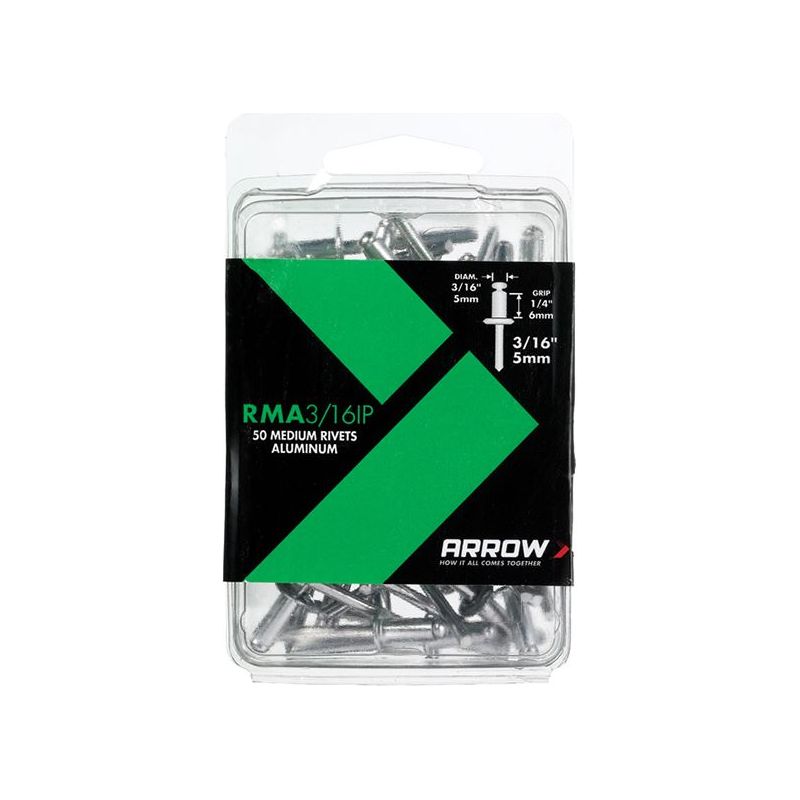 Arrow RMA 3/16IP Aluminium Rivets 3/16in Medium Pack of 50 Arrow - Dynamic Drive