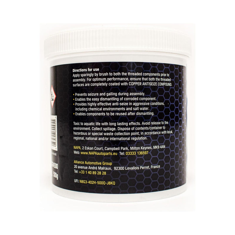 3x NAPA Car Brake Calipers Pads Discs Squeal Anti Seize Copper Grease 500g Tub NAPA - Dynamic Drive