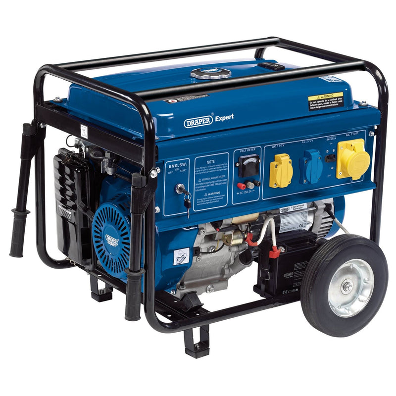 Draper Petrol Generator with Wheels, 5000W 23987 Draper - Dynamic Drive