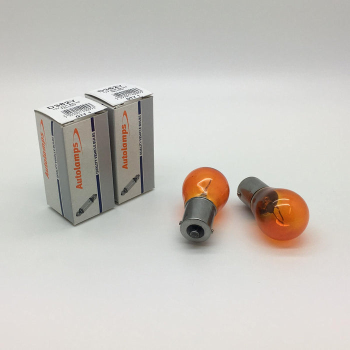 x2 Autolamps 382Y P21W BA15S Amber Orange Indicator Car Light Bulb 343 12v 21w Autoinparts - Dynamic Drive
