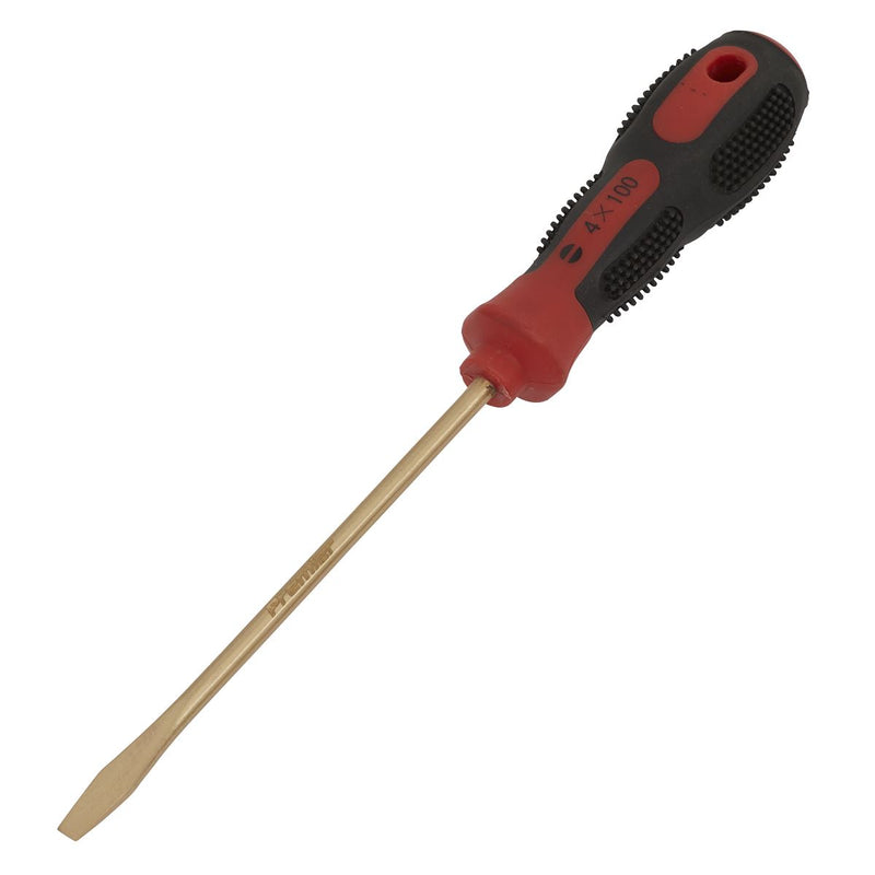Sealey Screwdriver Slotted 4 x 100mm Non-Sparking NS093 Sealey - Dynamic Drive