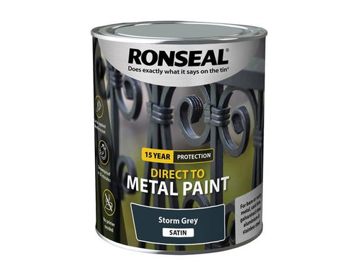 Ronseal Direct to Metal Paint Storm Grey Satin 750ml Ronseal - Dynamic Drive