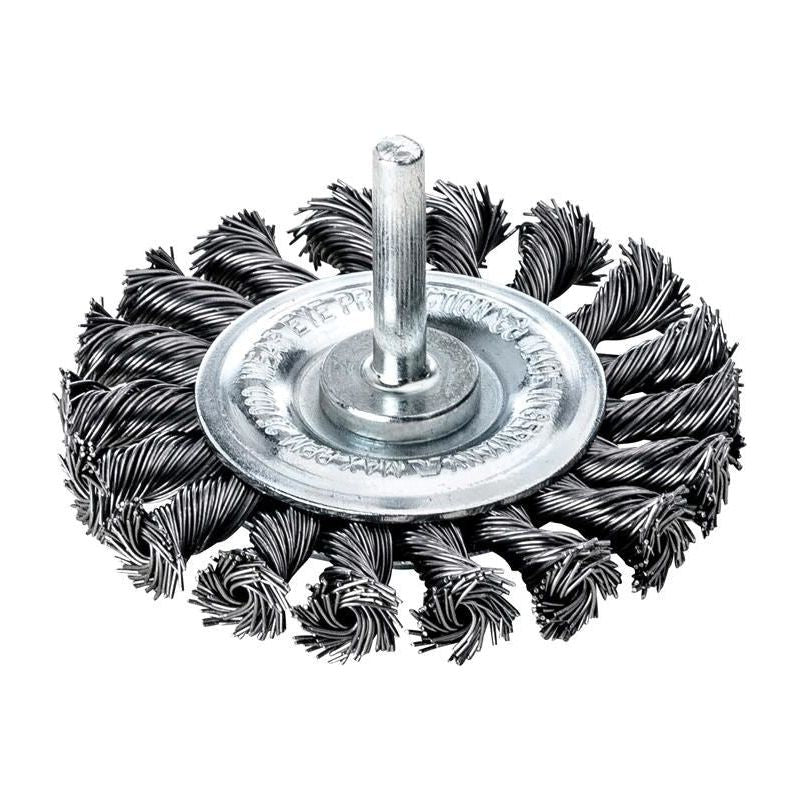 Lessmann Knotted Wheel Brush with Shank 75 x 9mm, 0.50 Steel Wire Lessmann - Dynamic Drive