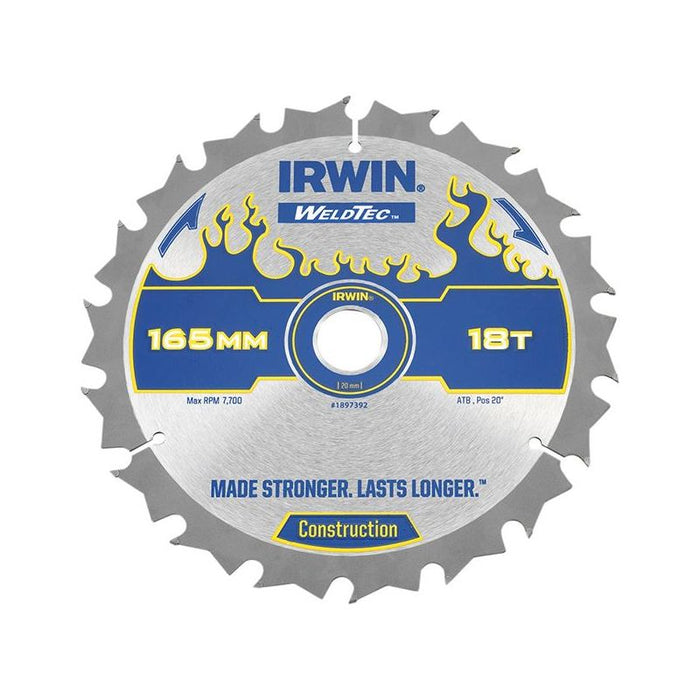 Irwin® Weldtec Cordless Circular Saw Blades 165 x 20mm x 18T ATB IRWIN® - Dynamic Drive
