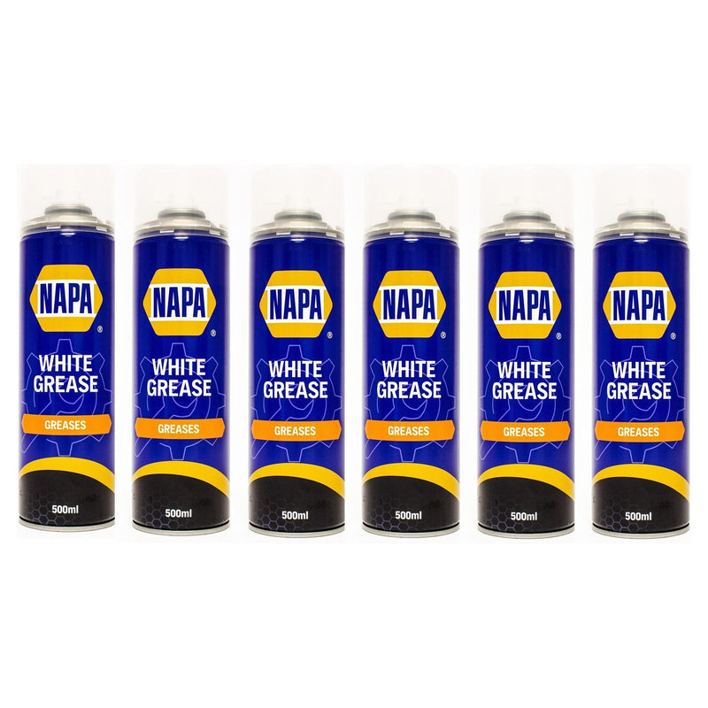 6x NAPA High Performance White Lithuim Grease 500ml Lubrication Spray Aerosol NAPA - Dynamic Drive