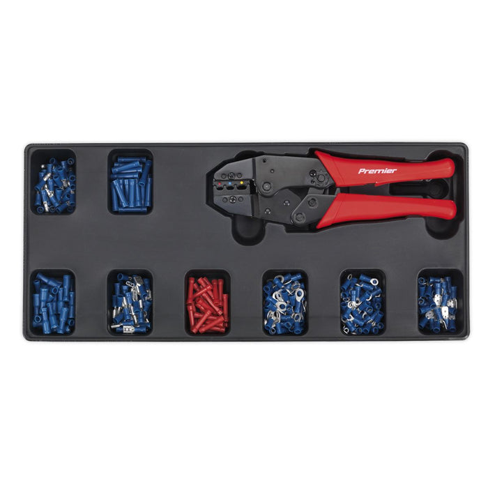 Sealey Tool Tray with Ratchet Crimper & 325 Assorted Insulated Terminal Set Sealey - Dynamic Drive