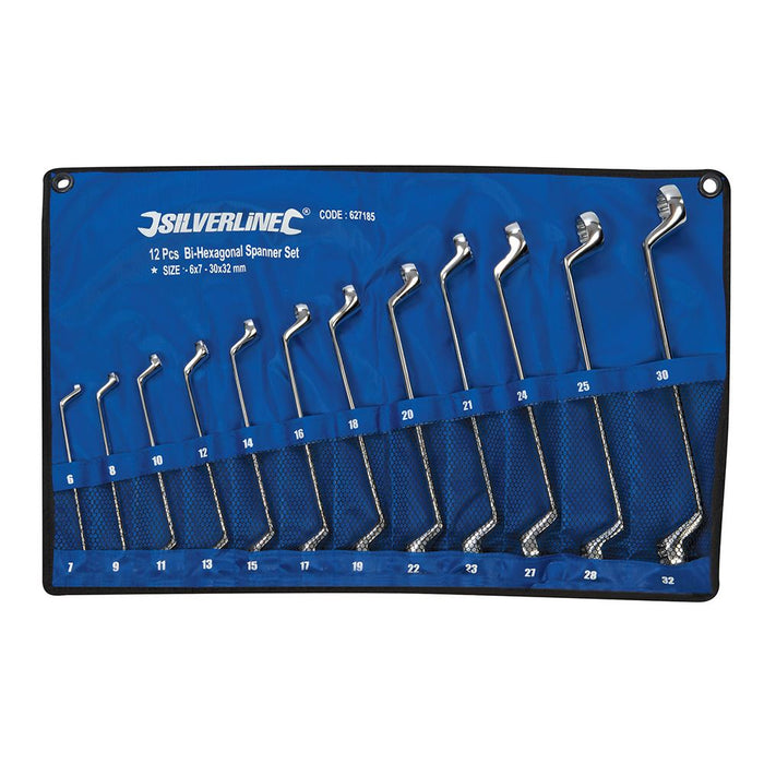 Silverline Deep Offset Ring Spanners Set 12pce 6 - 32mm Silverline - Dynamic Drive