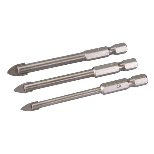 Silverline Hex Drive Tile & Glass Drill Bit 3pce Set 5, 6 & 8mm Silverline - Dynamic Drive