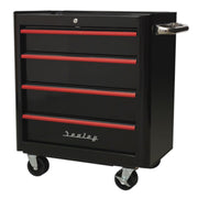 Sealey Rollcab 4 Drawer Retro Style- Black with Red Anodised Drawer Pulls Sealey - Dynamic Drive