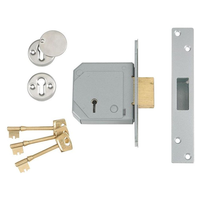 Union 3G114E 5 Lever Mortice Deadlock C-Series 80mm 3in Satin Chrome UNION - Dynamic Drive