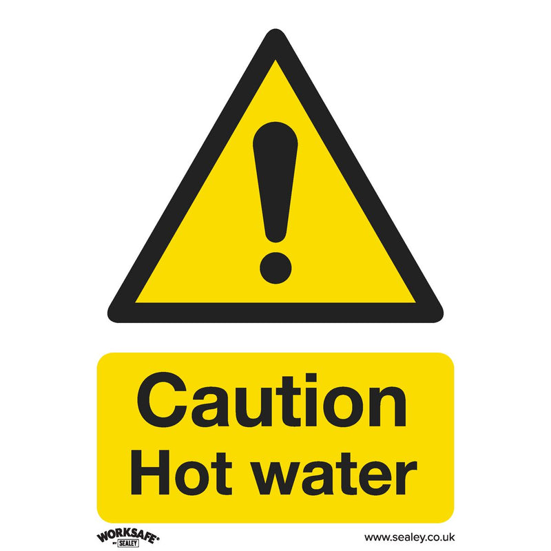 Sealey Warning Safety Sign Caution Hot Water Self-Adhesive Vinyl SS38V1 Sealey - Dynamic Drive