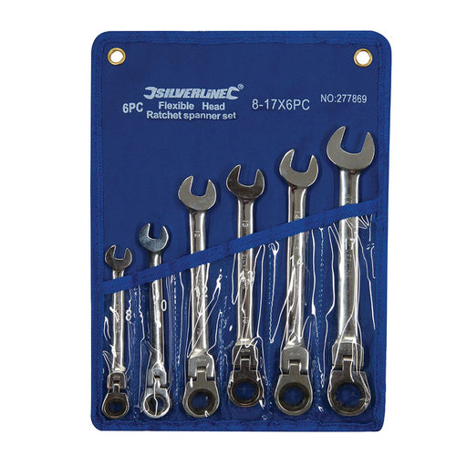 Silverline Flexible Head Ratchet Spanner Set 6pce 8 - 17mm Silverline - Dynamic Drive