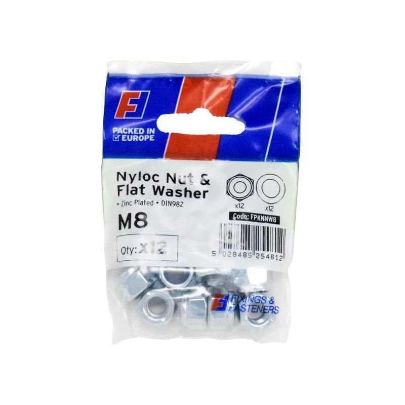 Forgefix Nyloc Nut & Washer M8 ForgePack 12 ForgeFix - Dynamic Drive
