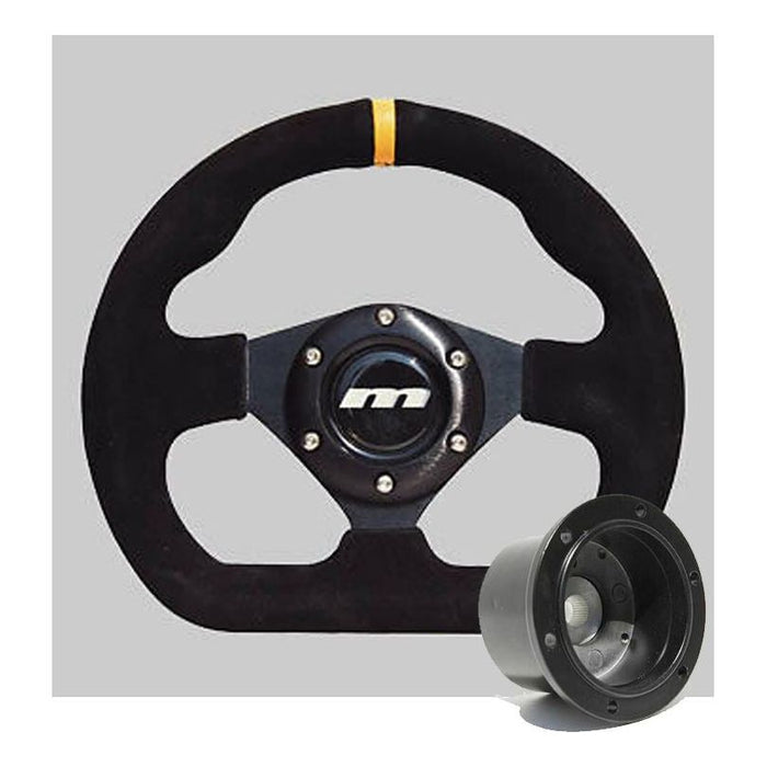 250mm Black Leather Steering Wheel + Boss fits Vauxhall Astra 1991>1995 Mountney Classic - Dynamic Drive