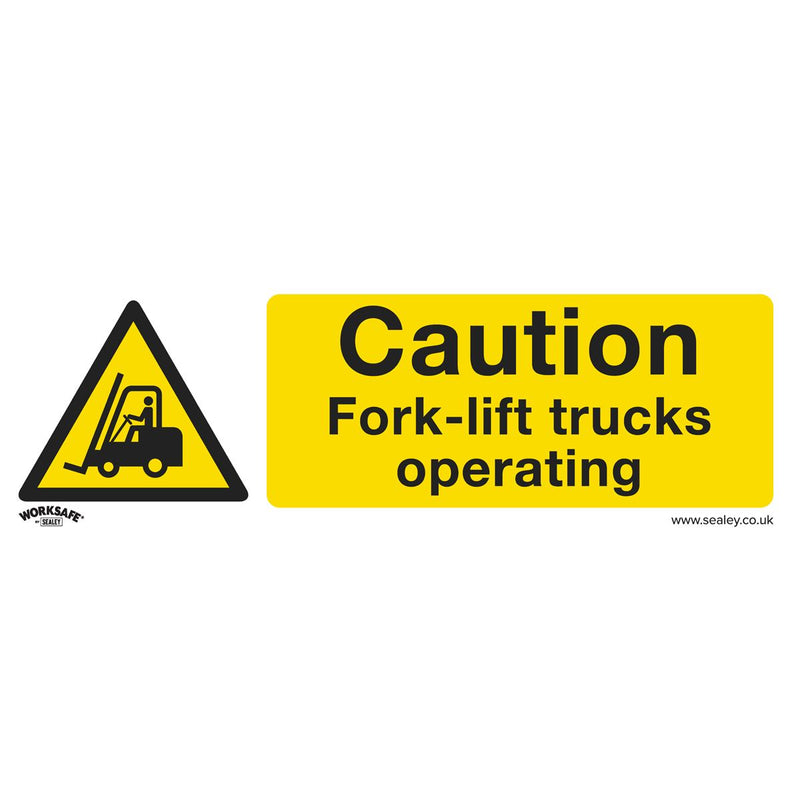 Sealey Warning Safety Sign Caution Fork-Lift Trucks Rigid Plastic Pack of 10 Sealey - Dynamic Drive