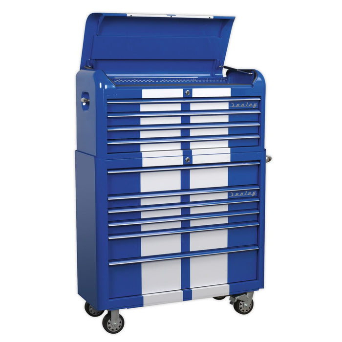 Sealey Retro Style Extra-Wide Topchest & Rollcab Combination 10 Drawer Blue/Whit Sealey - Dynamic Drive