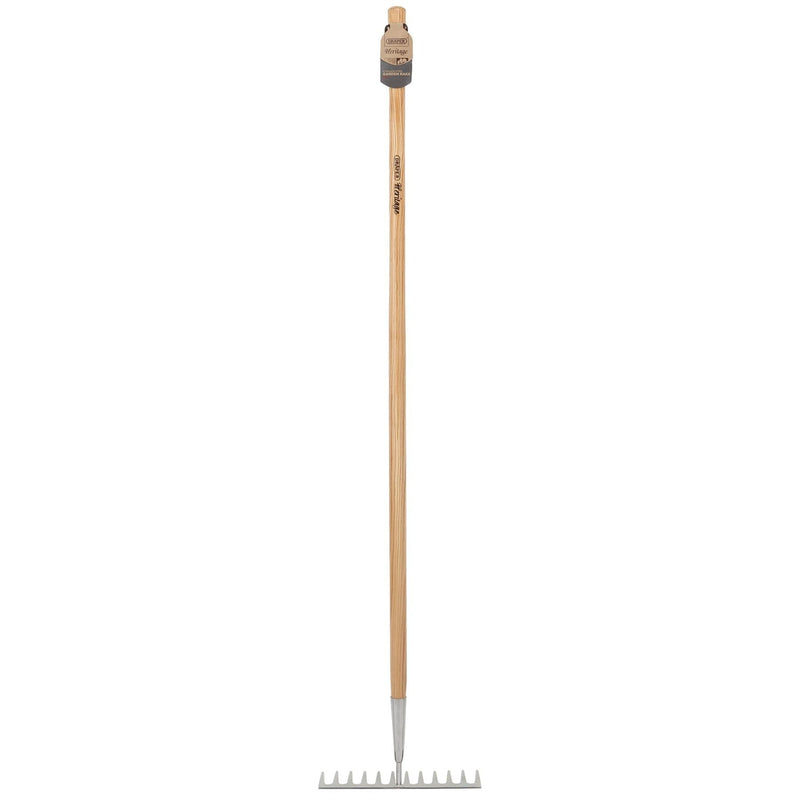 Draper Heritage Stainless Steel Garden Rake with Ash Handle 99015 Draper - Dynamic Drive
