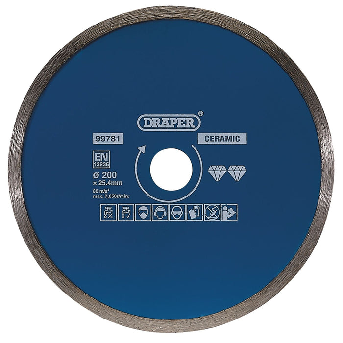Draper Continuous Diamond Blade, 200mm 99781 Draper - Dynamic Drive